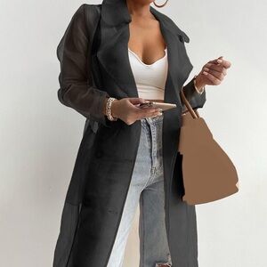 Elegant Black Sheer Women's Coat